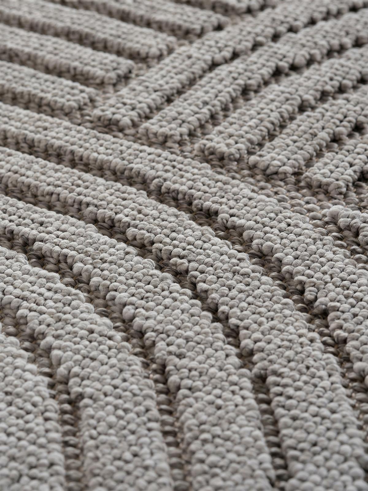 TEPPICH Flachgewebe LANGAU in Silber, mit geometrischen Bögen, 60 x 110 cm - Silberfarben, Textil (110/60cm) - KADIMA DESIGN