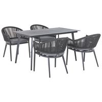 GARTENMÖBEL-SET 4-Sitzer Aluminium/Flechtseil grau Mileto - Grau, Metall - Beliani