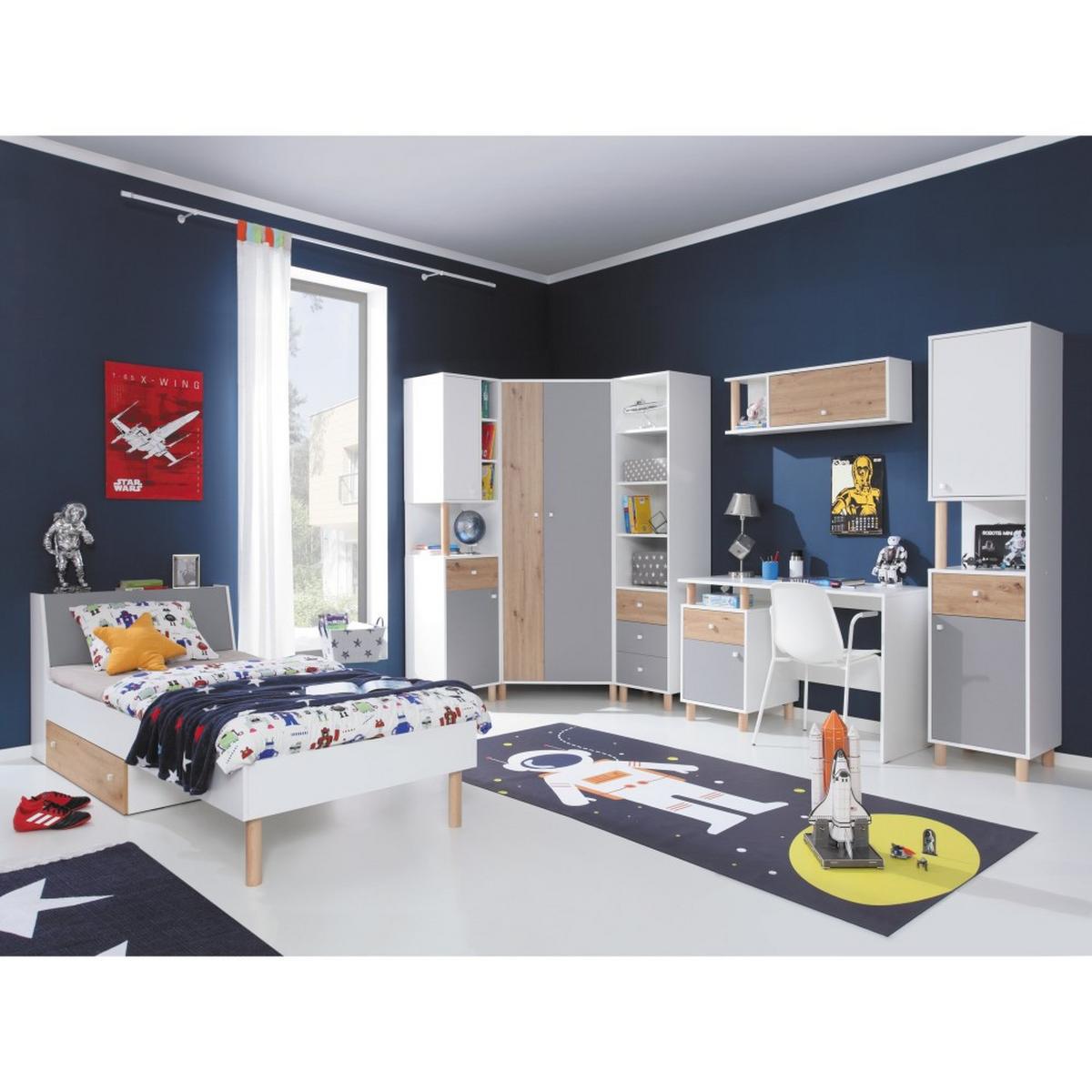 JUGENDBETT Figo mit 1 Schublade, 90x200 cm - Eiche Artisan/Weiß, Holzwerkstoff (90/200cm) - Beautysofa