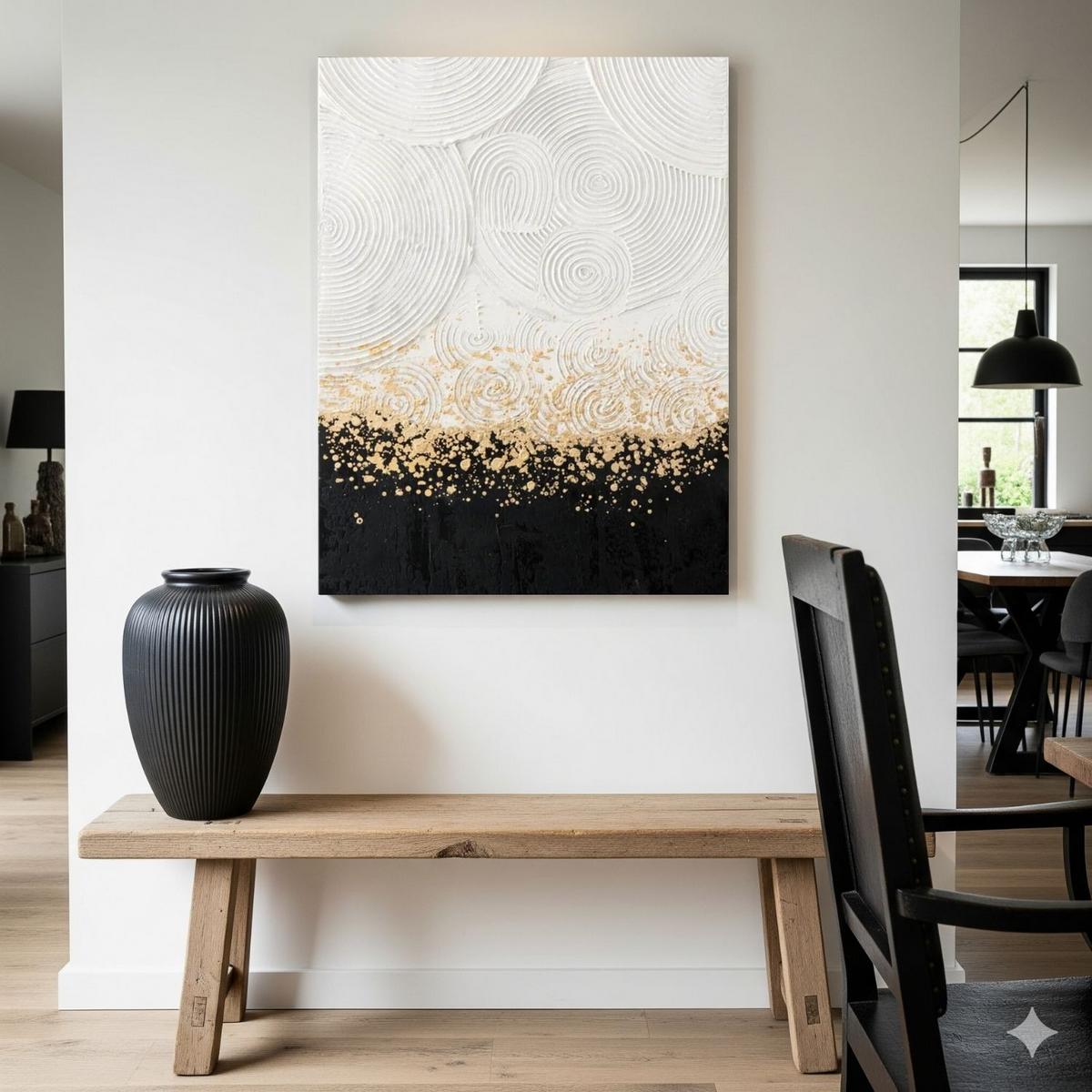 ACRYLBILD HANDGEMALT 60/90 cm - Schwarz/Weiß, Holz/Textil (60/90cm) - KUNSTLOFT