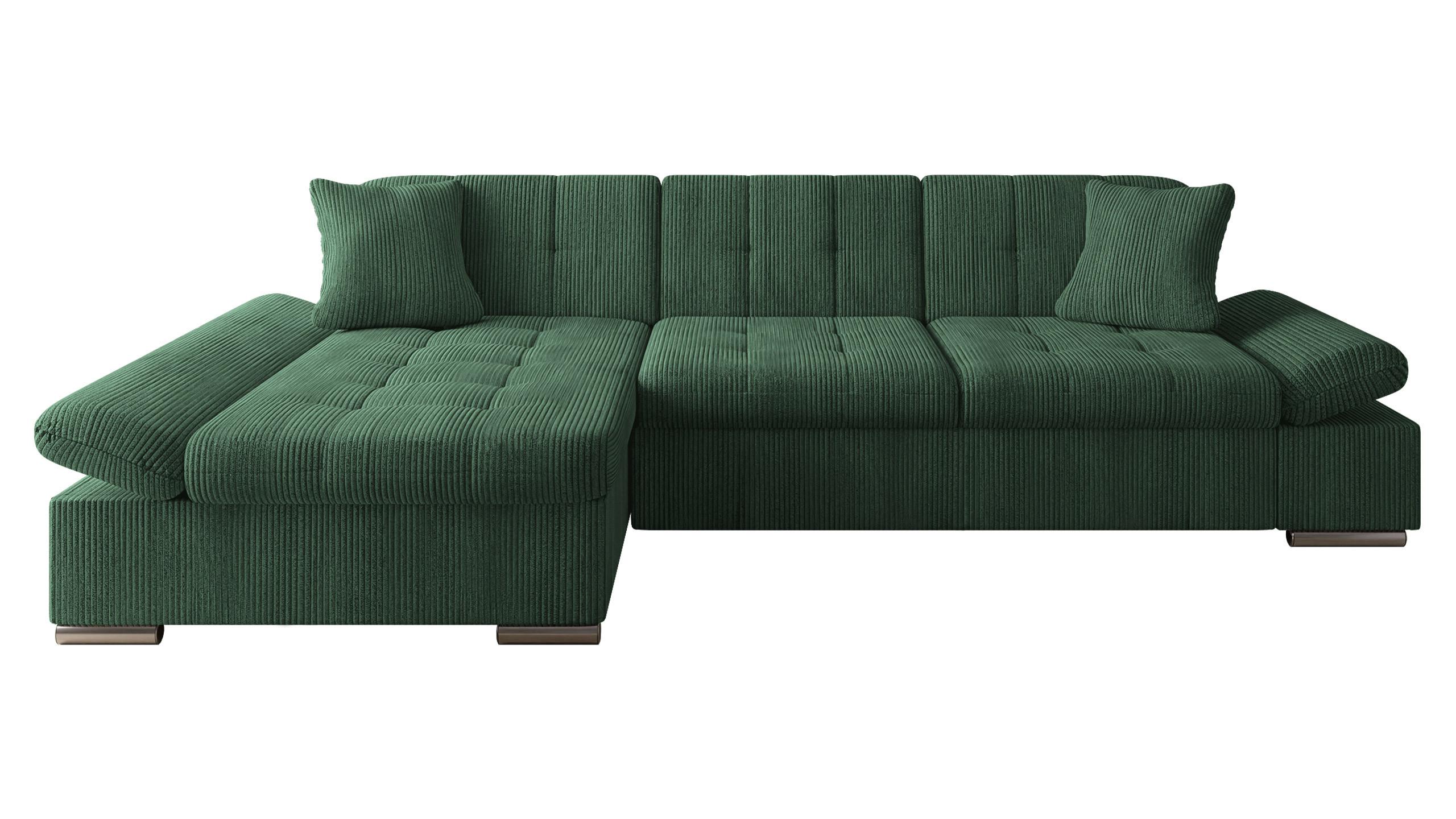 ECKSOFA Montana Cord, Seite: Links - Dunkelgrün, Holz/Textil (278/161cm) - MIRJAN24