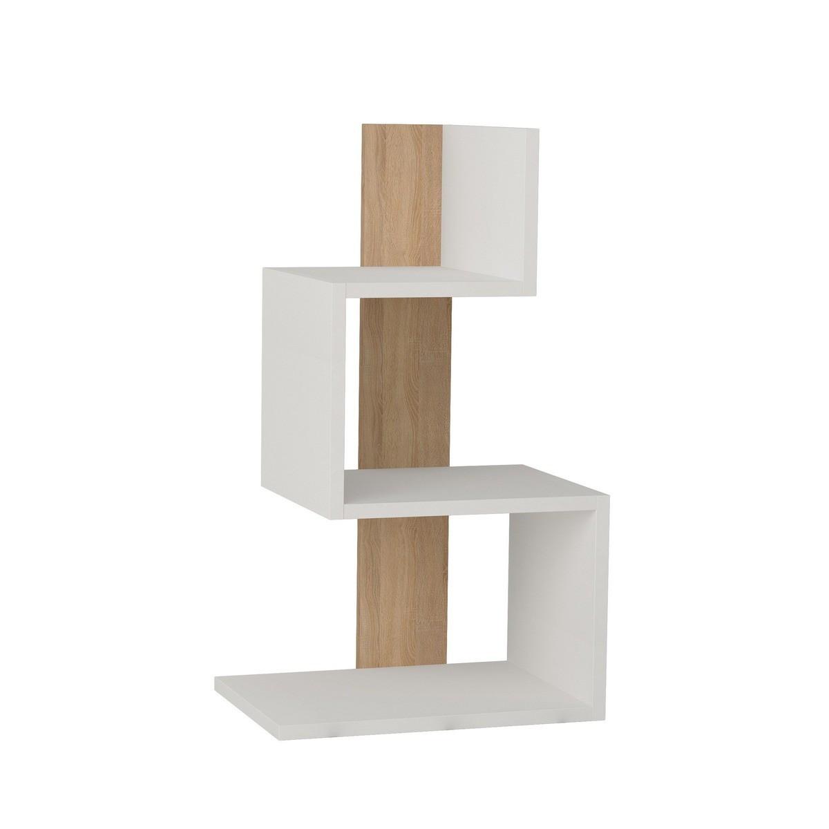 NACHTTISCH Weiß und Holzdekor Eiche L42 cm – ROSIE - Weiß, Holzwerkstoff (30/72/39cm) - Calicosy