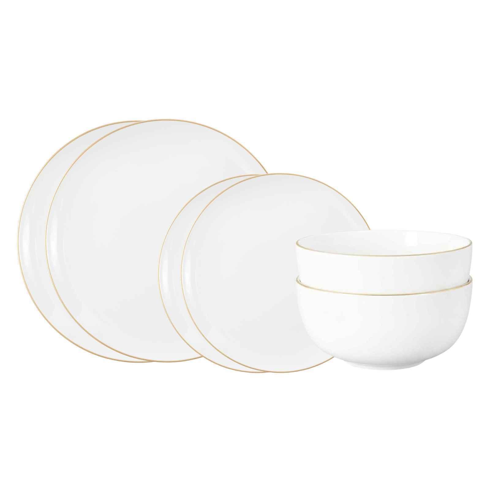 BASIC-SET Liberty Goldrand weiß-gold 6-tlg. - Goldfarben/Weiß, Keramik (2/2/2cm) - Seltmann Weiden