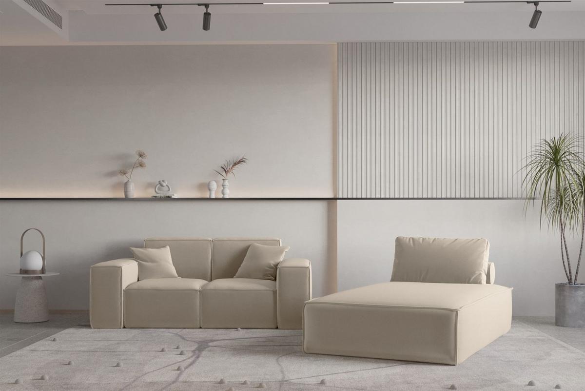 SOFASET Celes Premium 3-2-1 In Opera - Beige, Holzwerkstoff/Textil (225/73/88cm) - Fun Möbel