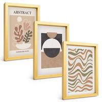 BILDER SET 3er Set - 20x30 cm Goldrahmen - Abstrakte Formenmuster - Goldfarben, Kunststoff (20/30cm) - TULUP