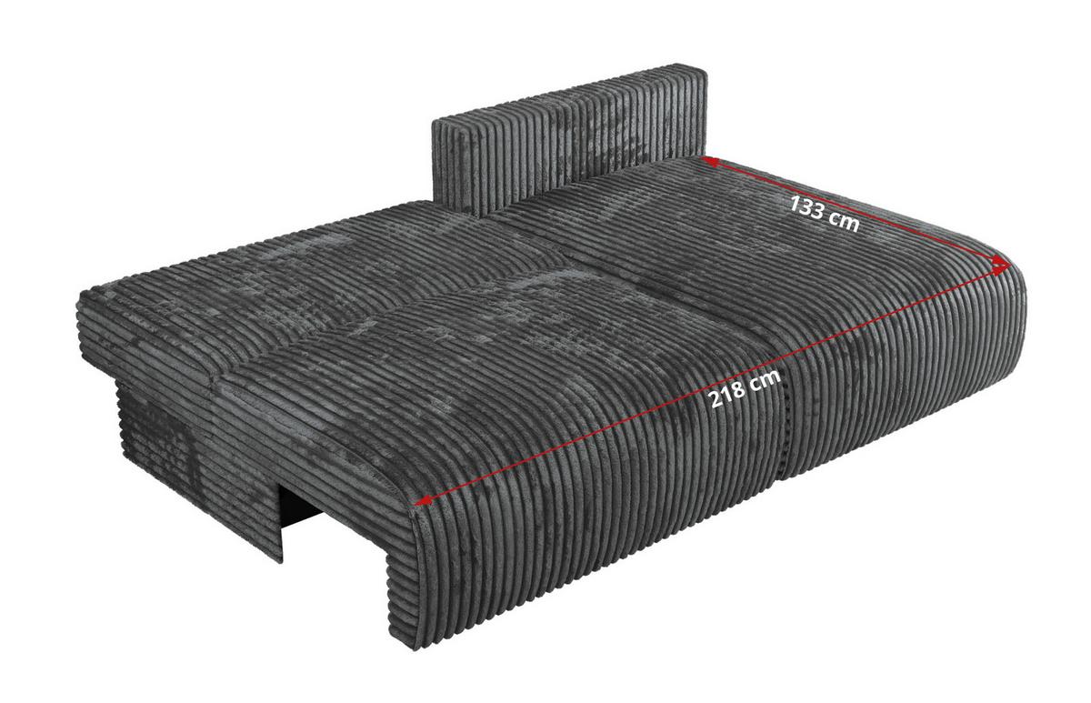 ECKSCHLAFSOFA VIVO L Dunkelgrau Cord - links - Dunkelgrau/Schwarz, Kunststoff/Textil (223/150cm) - MKS