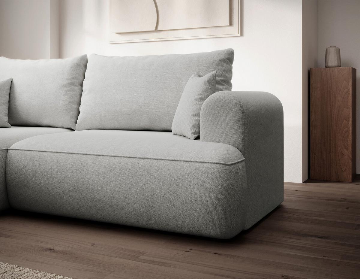 ECKSOFA Ovo Mini Hellgrau links - Hellgrau/Schwarz, Kunststoff/Textil (238/156cm) - Selsey