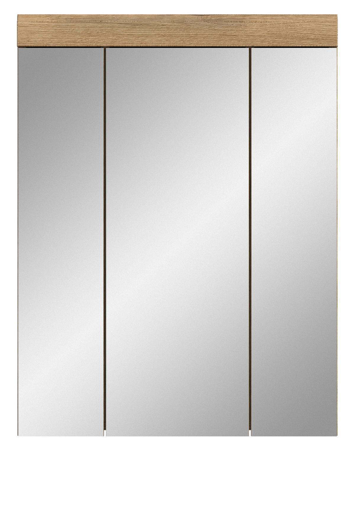SPIEGELSCHRANK Evoke Eiche, Badschrank 3-türig 60 cm - Eichefarben, Glas/Holzwerkstoff (60/79/18cm) - Inn.Furn