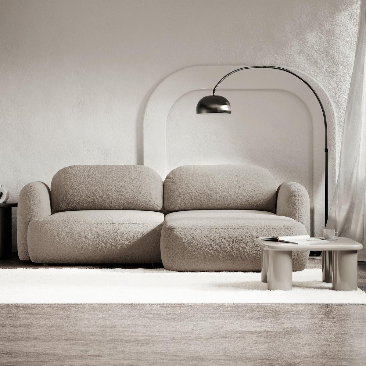 ECKSOFA Tvoya Beigegrau Bouclé - Taupe/Schwarz, Kunststoff/Textil (175/267cm) - Selsey