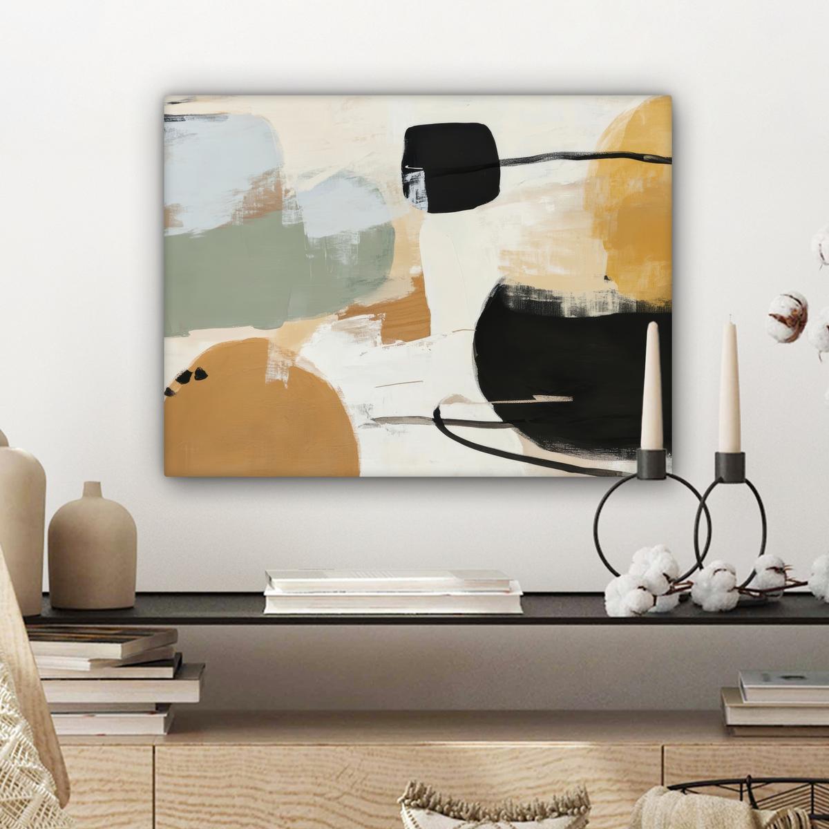 LEINWANDBILD Farbe - Abstrakt - Farben Wandbild 40x30 cm - Currygelb, Textil (40/30cm) - MuchoWow