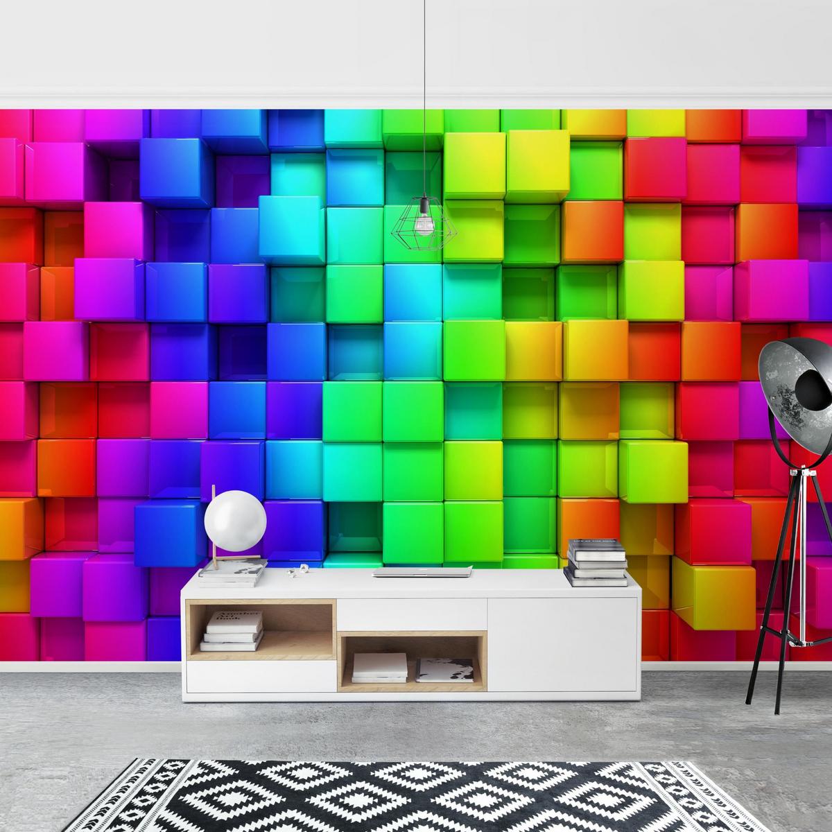 FOTOTAPETE 3D Würfel 384/255 cm - Multicolor, Papier (384/255cm) - Bilderwelten