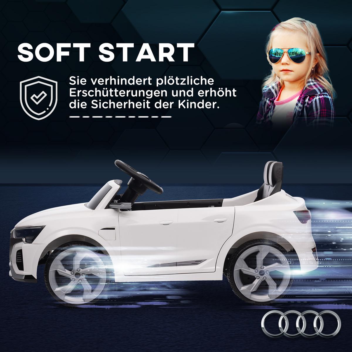 KINDER Elektroauto 12V Kinderauto mit 2,4G Fernbedienung, MP3 Musik & Hupe - Weiß, Kunststoff (98/49.5/43cm) - AIYAPLAY