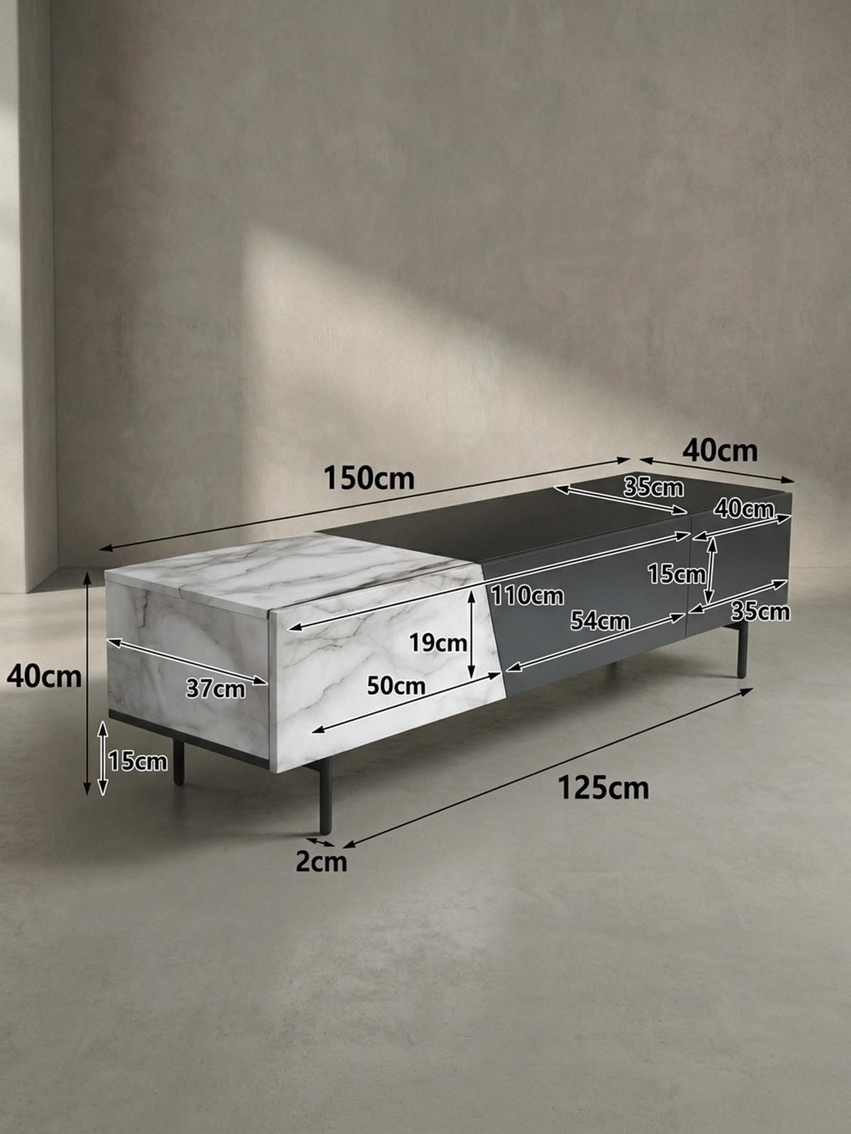 TV-LOWBOARD mit Eiche-Dekor, Türen und Schublade, modern, Weiß-Schwarz 150x40x40 cm - Schwarz/Weiß, Holzwerkstoff/Metall (150/40/40cm) - KADIMA DESIGN