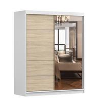 SCHWEBETÜRENSCHRANK Bono 05 Weiß/Sonoma Eiche mit Spiegel 160 cm - Alufarben/Weiß, Glas/Holzwerkstoff (160/195/61cm) - imoebel24