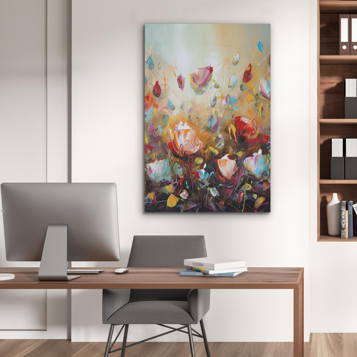 AKUSTIKBILD Blumen - Kunst - Natur - Ölgemälde Wanddeko 70x100 cm - Multicolor, Kunststoff (70/100/0.9cm) - MuchoWow