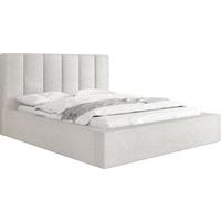 POLSTERBETT Amira mit Bettkasten, Creme Boucle 160x200 cm - Birkefarben/Schwarz, Holzwerkstoff/Kunststoff (160/200cm) - WFL GROUP