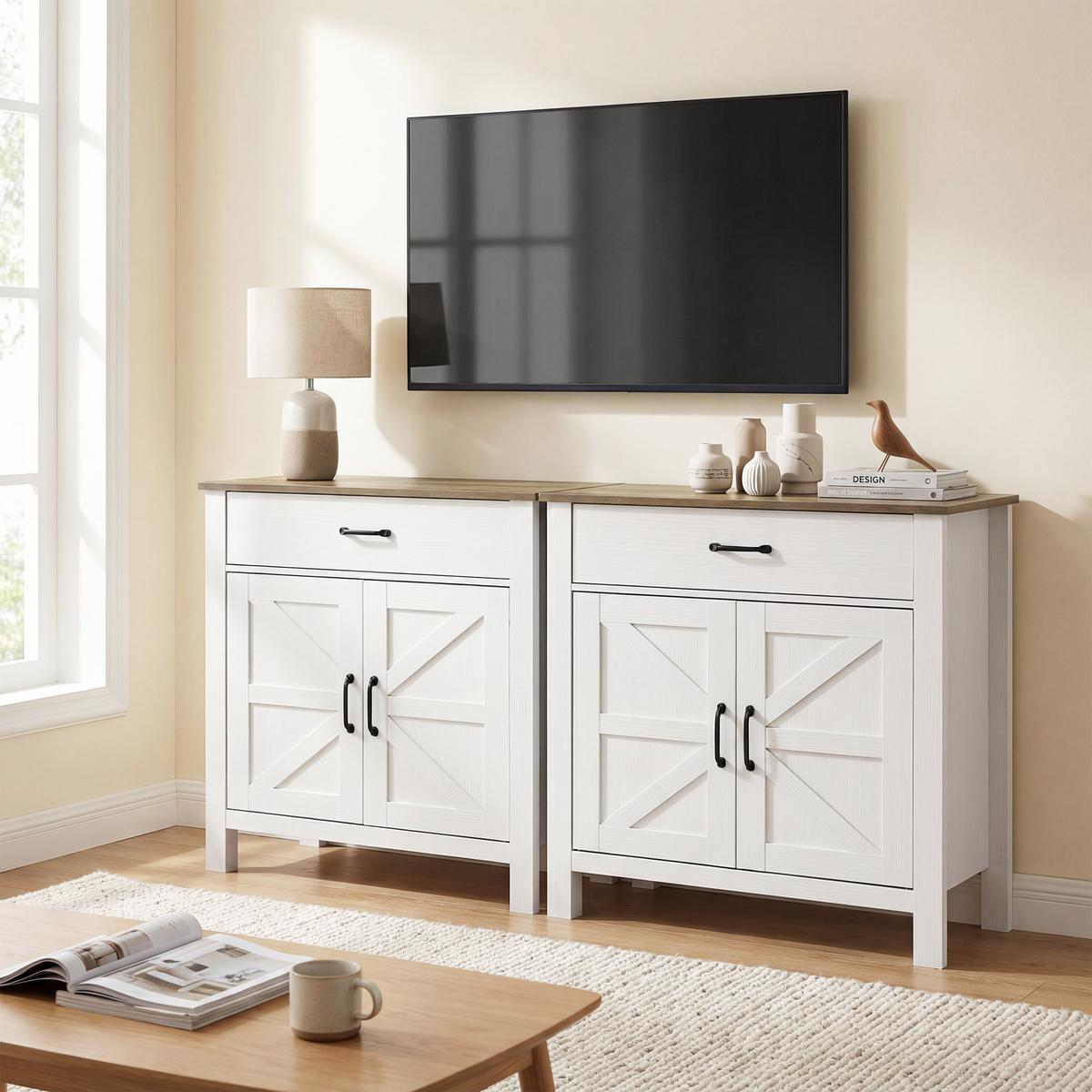 SIDEBOARD Spanplatte 77/40/82 cm Weiß - Weiß, Holzwerkstoff (39.3/81.5/77cm) - HOMCOM