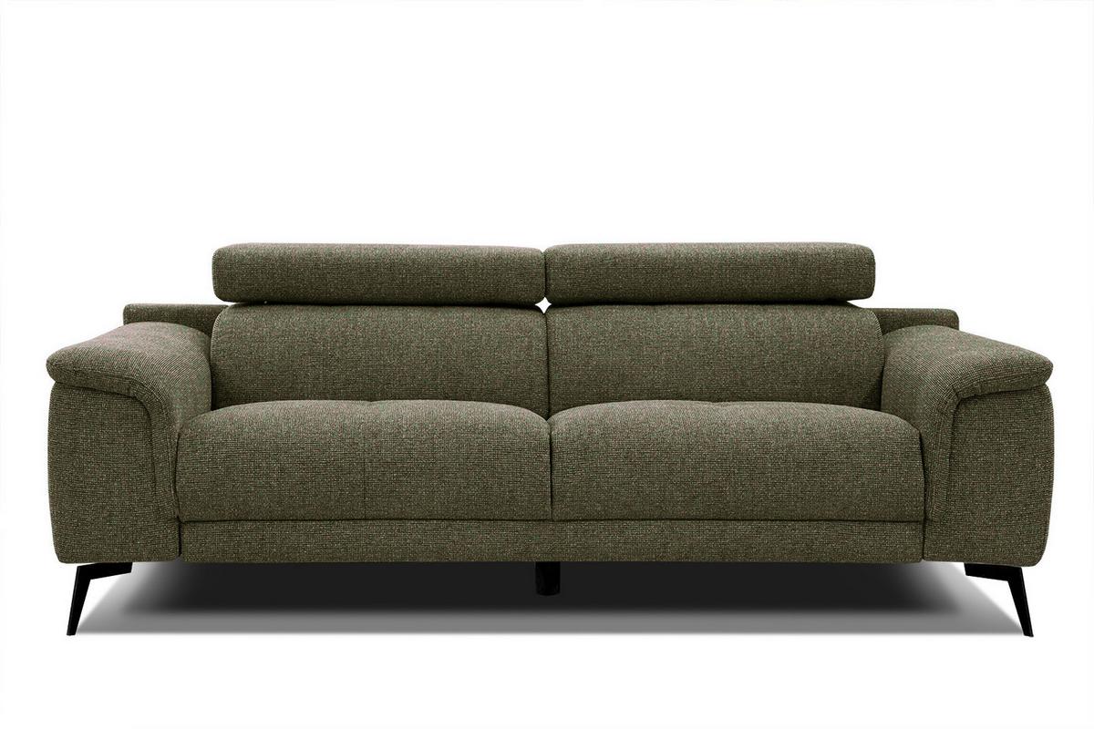 SOFA FIERO 3-Sitzer, olivgrün - Schwarz/Olivgrün, Holzwerkstoff/Textil (212/82/103cm) - Wozimo