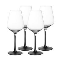 WEISSWEINGLÄSER Manufacture Rock schwarz-transparent 380 ml 4er Set - Transparent/Schwarz, Glas (0.38L) - Villeroy & Boch