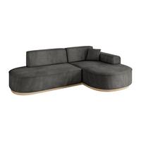 ECKSOFA Ottomane Rechts MARI-L1-v1 - 243x171x83 cm Dunkelgrau Velours - Dunkelgrau, Holzwerkstoff/Textil (171/243cm) - ALTDECOR