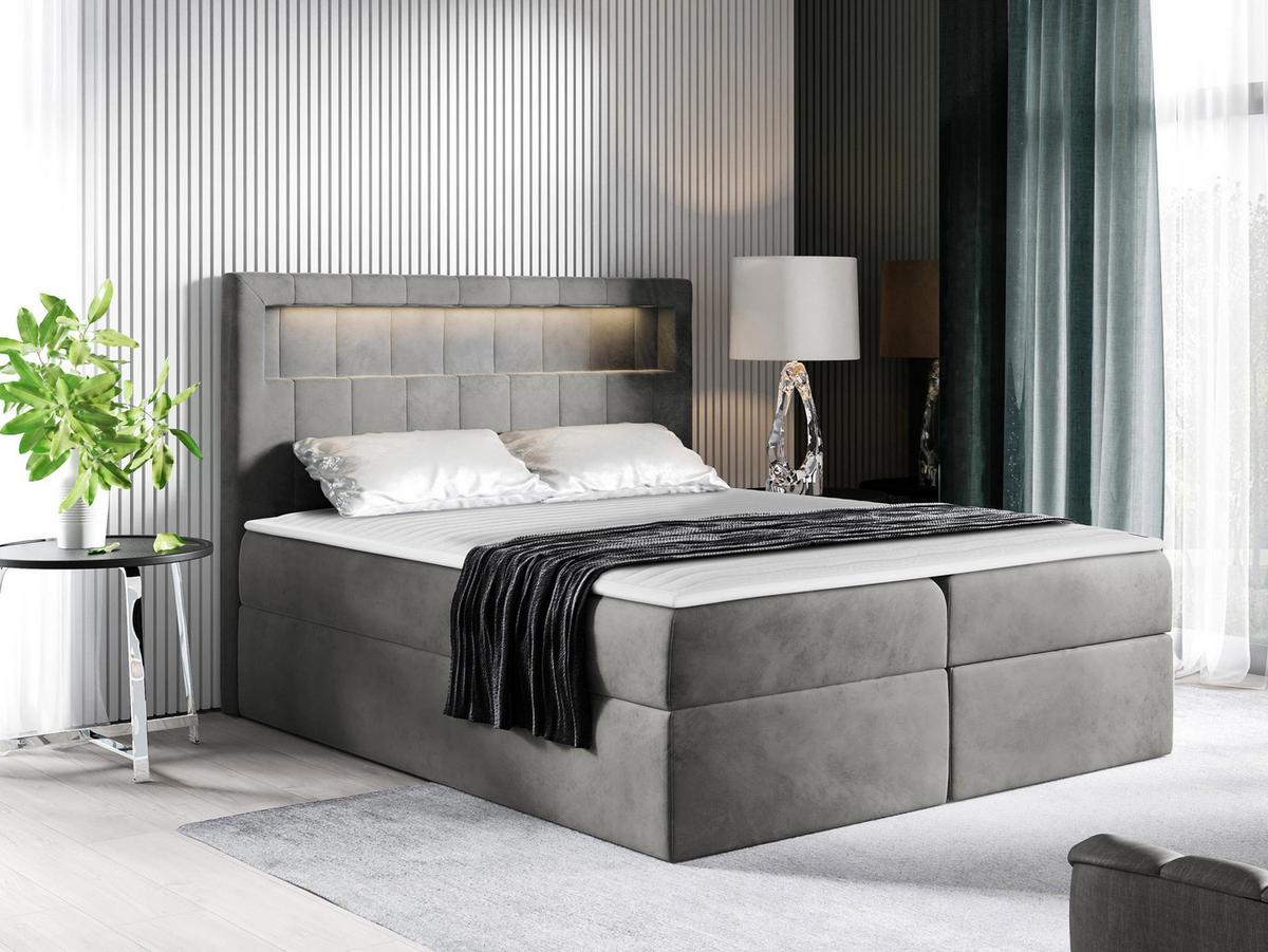 BOXBETT Aspen - H3 - Grau, Holz/Textil (160/200cm) - MIRJAN24