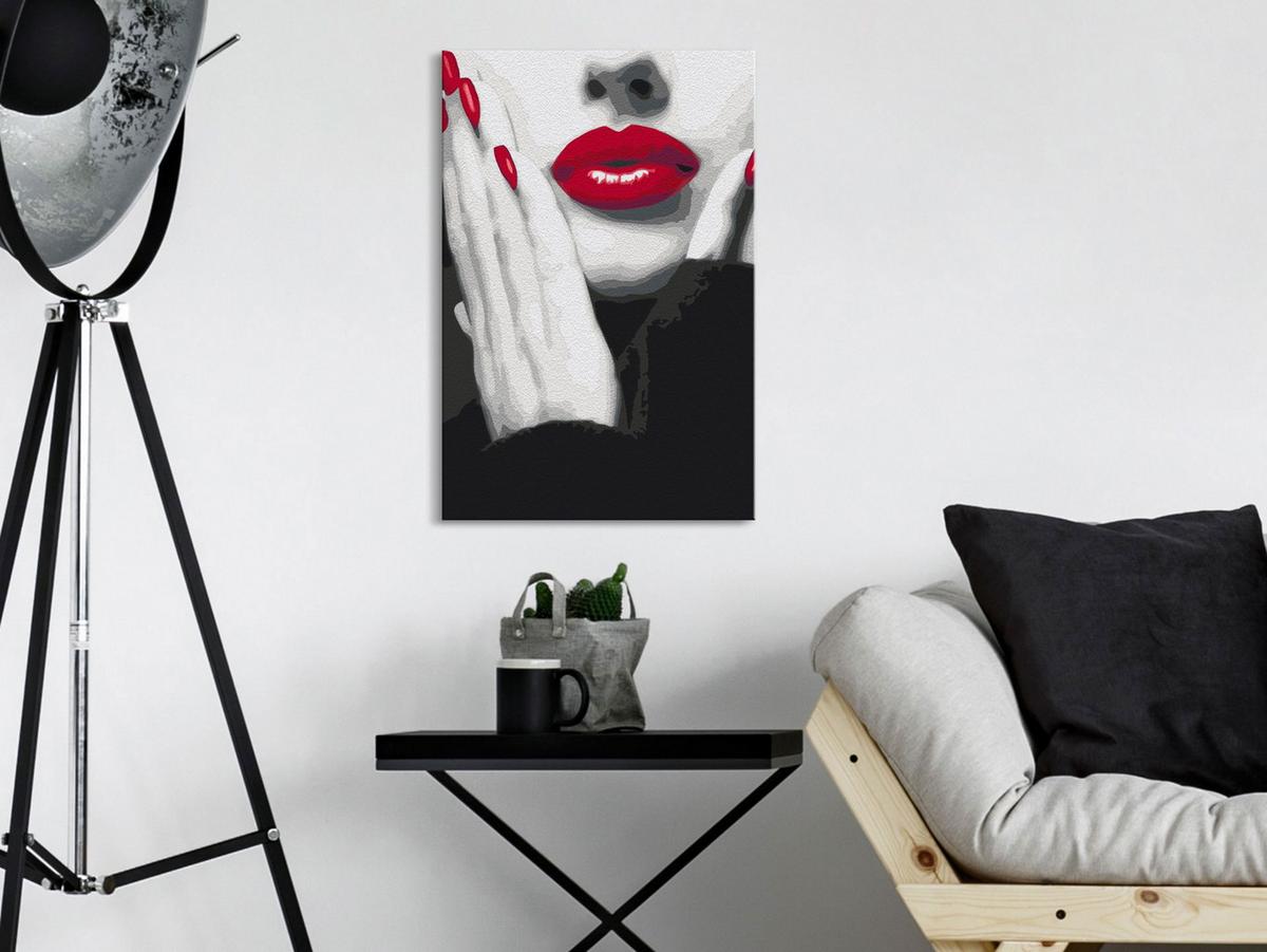 MALEN NACH ZAHLEN 40/50 cm - Rot/Schwarz, Textil (1.4/50cm) - KUNSTLOFT