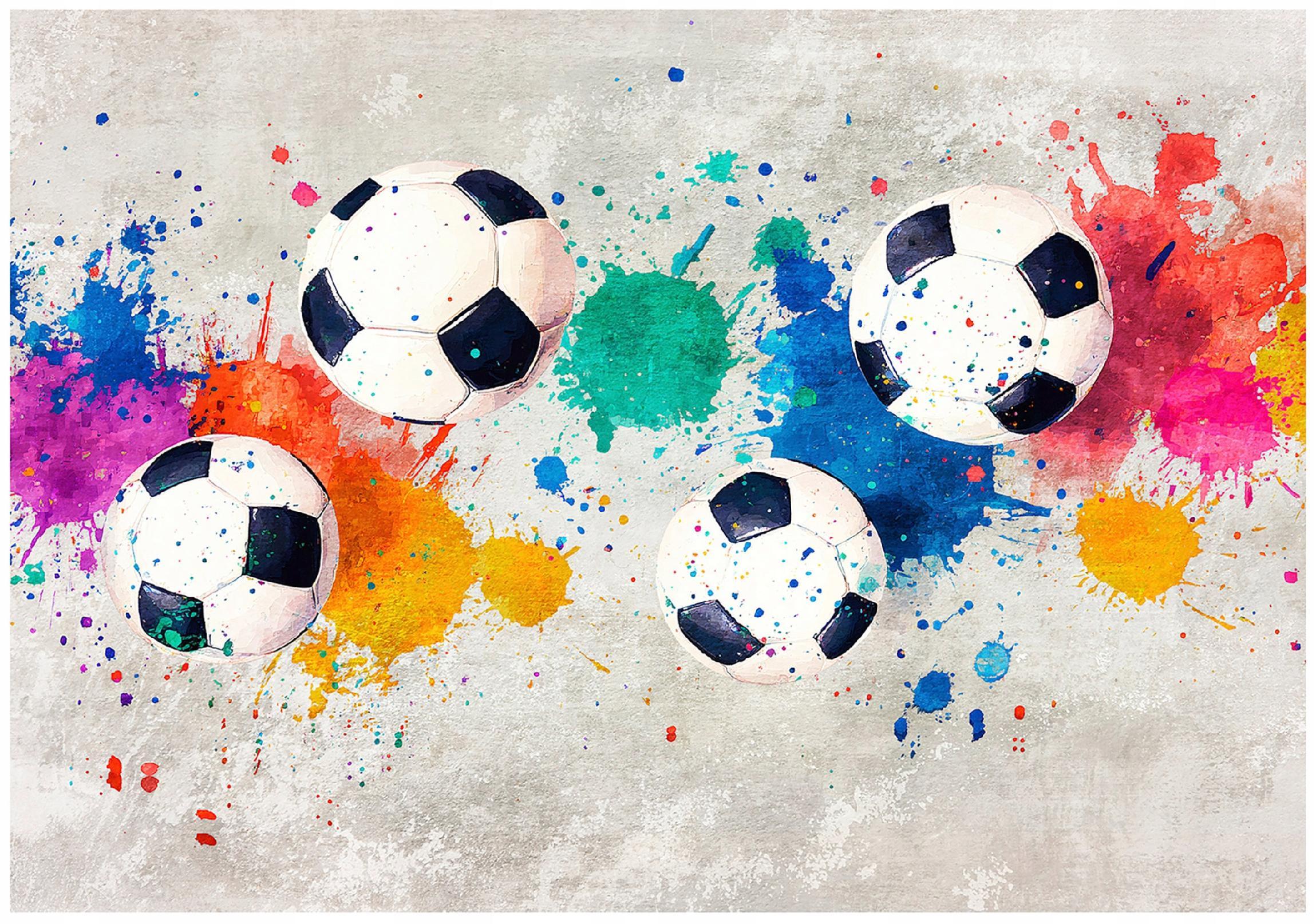 FOTOTAPETE Jungen Fußball Grau 312x219 cm - Multicolor, Papier (312/219cm) - Wallarena