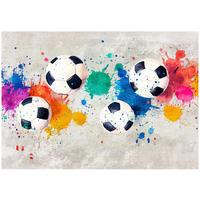 FOTOTAPETE Jungen Fußball Grau 312x219 cm - Multicolor, Papier (312/219cm) - Wallarena
