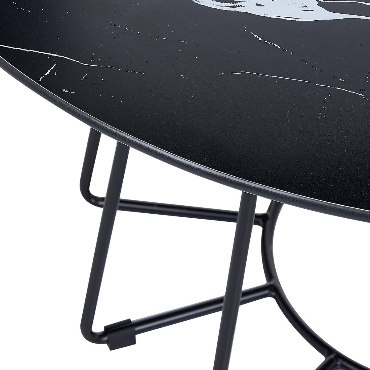 COUCHTISCH Marmor-Effekt schwarz 80cm Bernie - Schwarz/Weiß, Glas (80/16/40cm) - Beliani