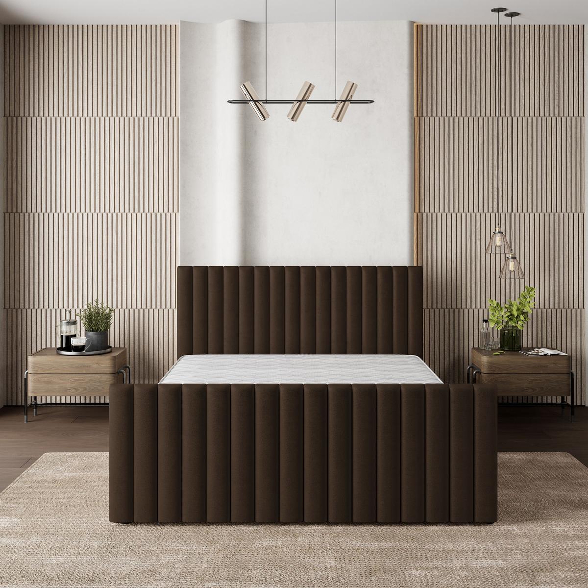 POLSTERBETT CANOVA K 120x200 cm mit Bettkästen - Braun - Braun, Holz/Textil - MASSENO