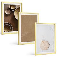BILDER SET 3er Set - 40x60 cm Goldrahmen - Minimalistische Texturen und Farben - Goldfarben, Kunststoff (40/60cm) - TULUP