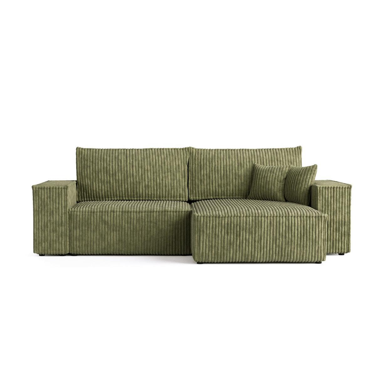 ECKSOFA CAVO mit Schlaffunktion Grün im Tilia Stoff - Schwarz/Grün, Holz/Holzwerkstoff (255/148cm) - AltaBeds