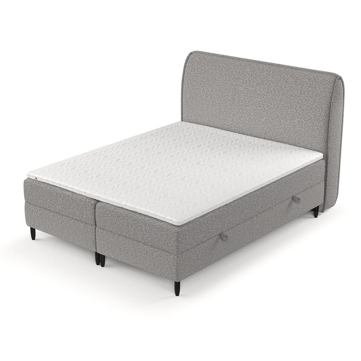 BOXBETT Lunaro 120/200 cm Grau im Bubble Stoff - Schwarz/Grau, Holz/Holzwerkstoff (120/200cm) - AltaBeds