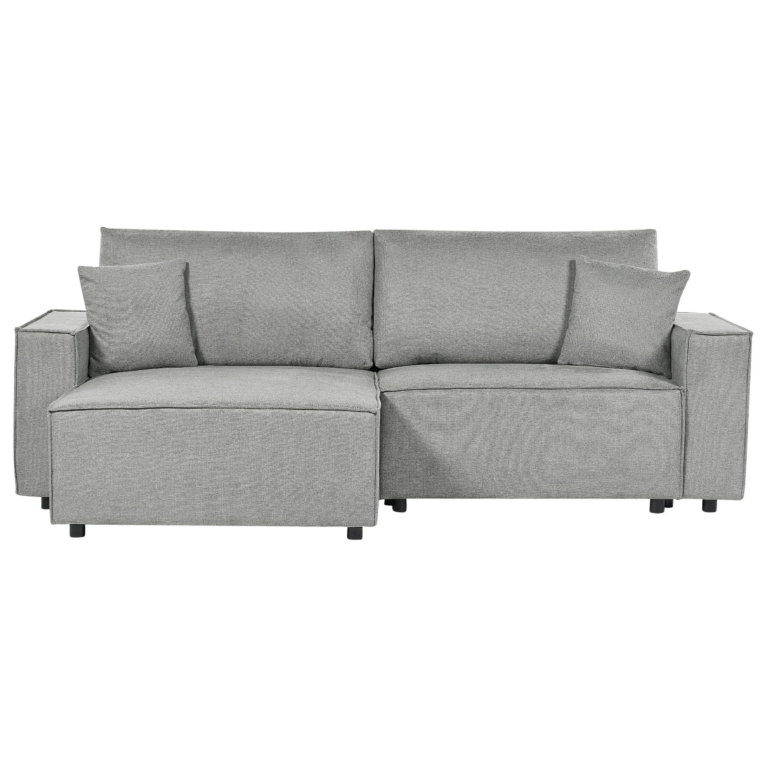 3-SITZER-ECKSOFA grau linksseitig mit Schlaffunktion Stauraum Karila - Grau, Textil (250/150cm) - Beliani