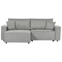 3-SITZER-ECKSOFA grau linksseitig mit Schlaffunktion Stauraum Karila - Grau, Textil (250/150cm) - Beliani
