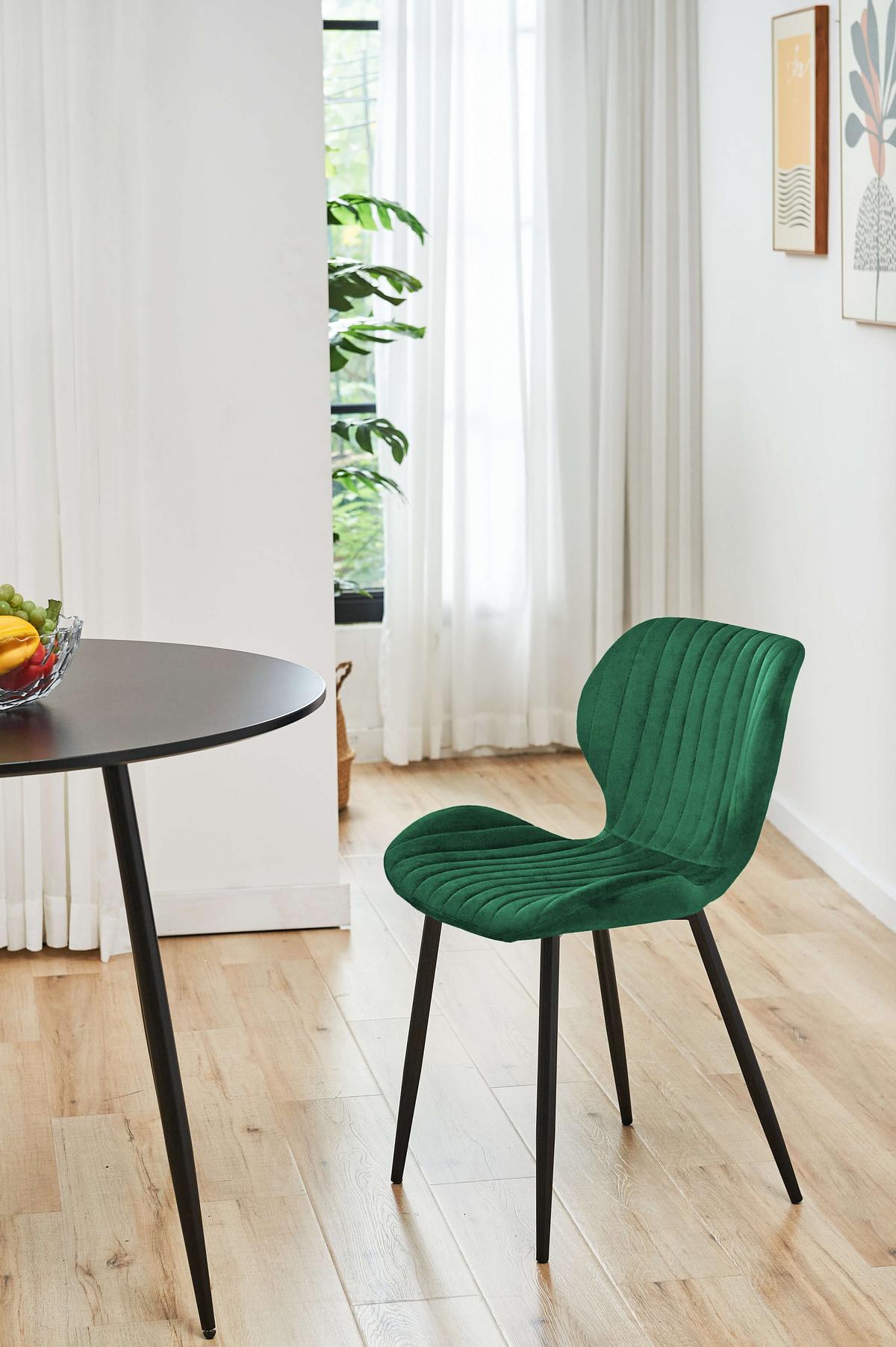 POLSTERSTUHL, Samt, Metallbeine Grün 44/77/30 - Grün, Textil (44/77/52cm) - RAUMHIRSCH FURNITURE