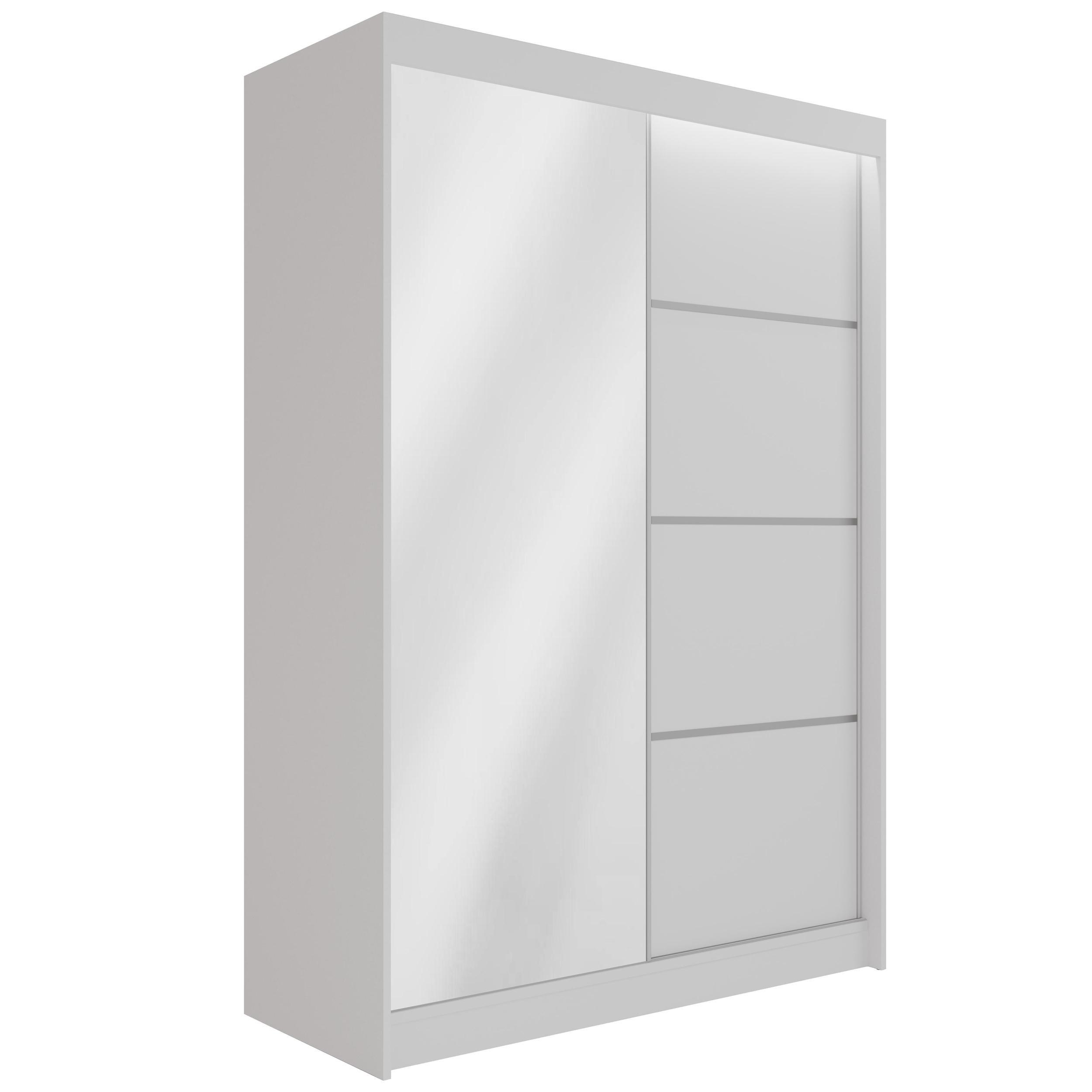 KLEIDERSCHRANK PAOKI mit LED - 150 cm - Weiß - Weiß, Holzwerkstoff (150/215/61cm) - ALTDECOR