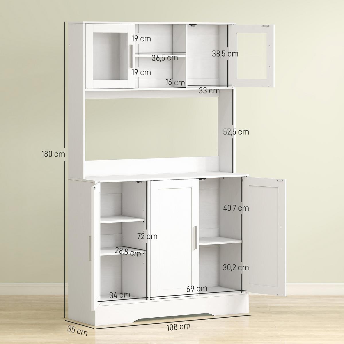 KÜCHENSCHRANK Spanplatte MDF Weiß - Weiß, Holz (35/180/108cm) - HOMCOM