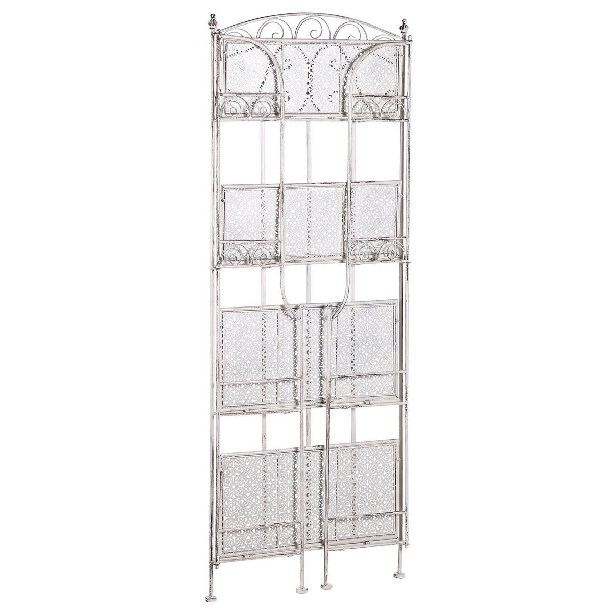GARTENREGAL weiß Metall 4 Ablageflächen klappbar Padua - Weiß, Metall (61/156/32cm) - Beliani