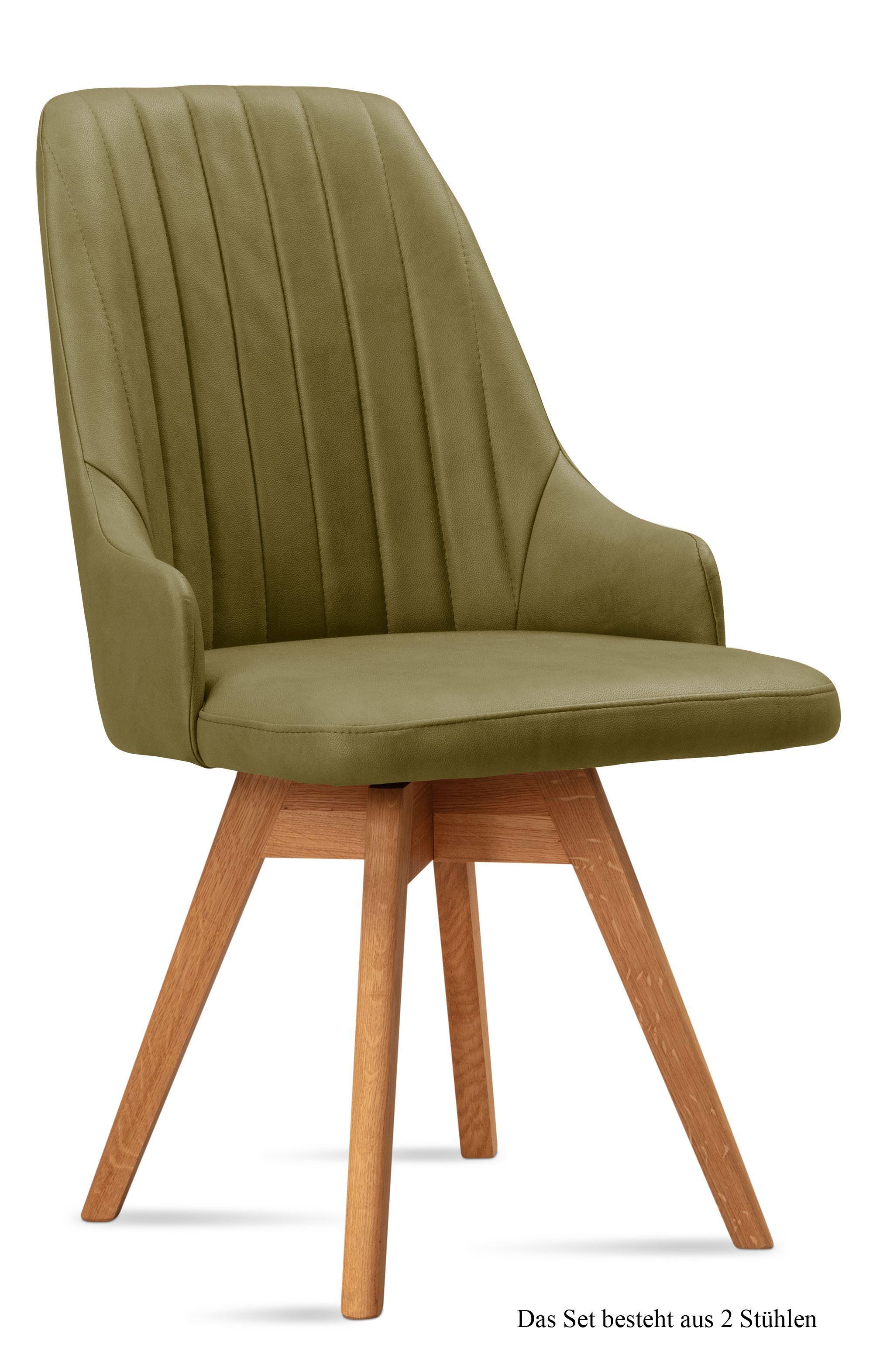 ESSZIMMERSTUHL drehbar (2er-Set) Dotti 52x91x60 Eiche geölt/Olivgrün - Eichefarben/Olivgrün, Kunststoff (60/91/52cm) - 58aufmkessel