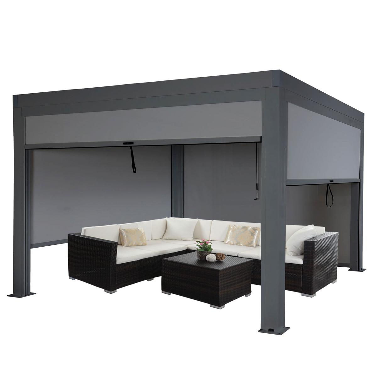 PERGOLA MIT SEITENWAND Anthrazit - Anthrazit, Metall (400/220/300cm) - MCW