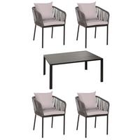 GARTENGARNITUR Anthrazit, Grau 5-teilig-Set - Anthrazit/Grau, Metall - MCW