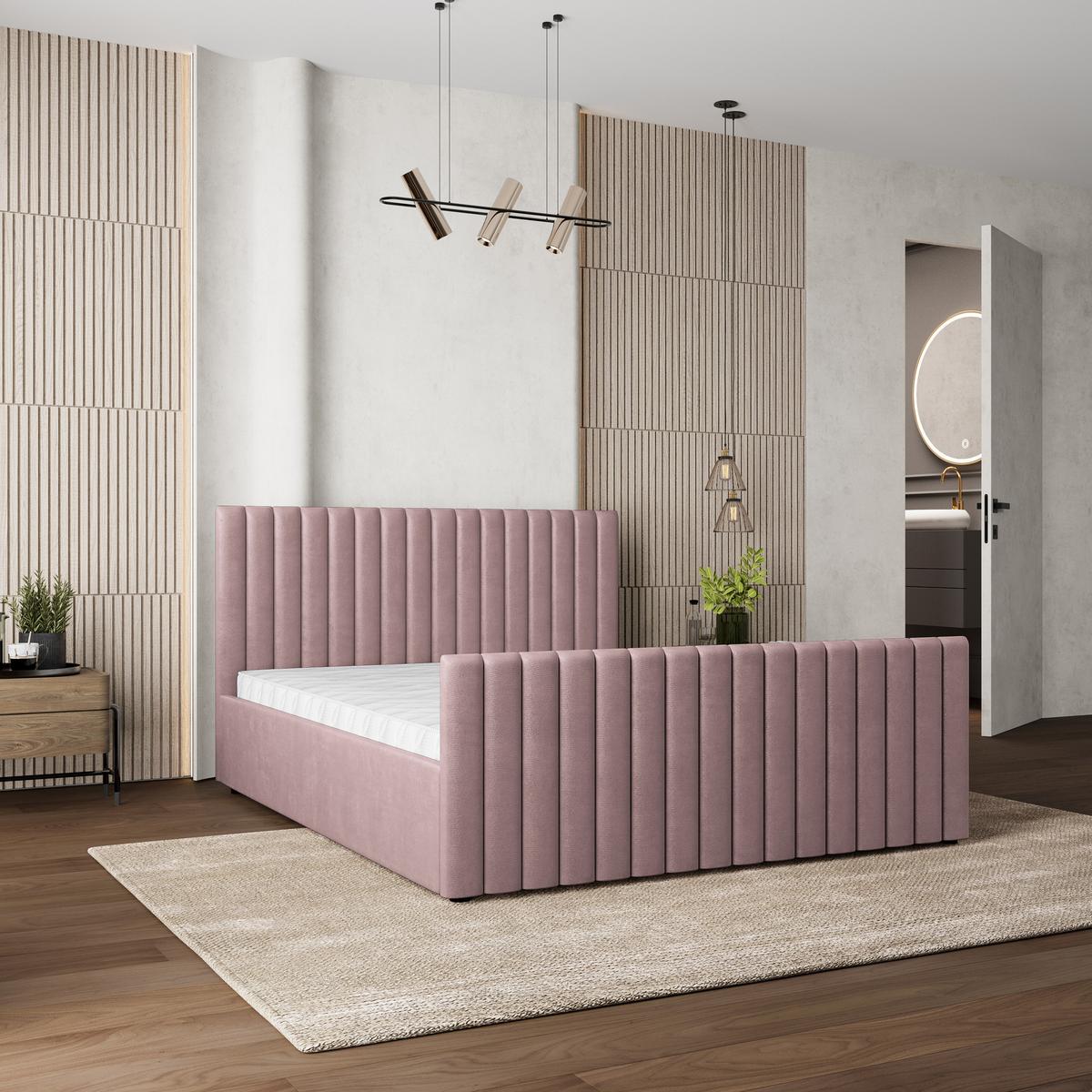 POLSTERBETT CANOVA 160x200 cm mit Bettkästen - Rosa - Rosa, Holz (160/200cm) - MASSENO