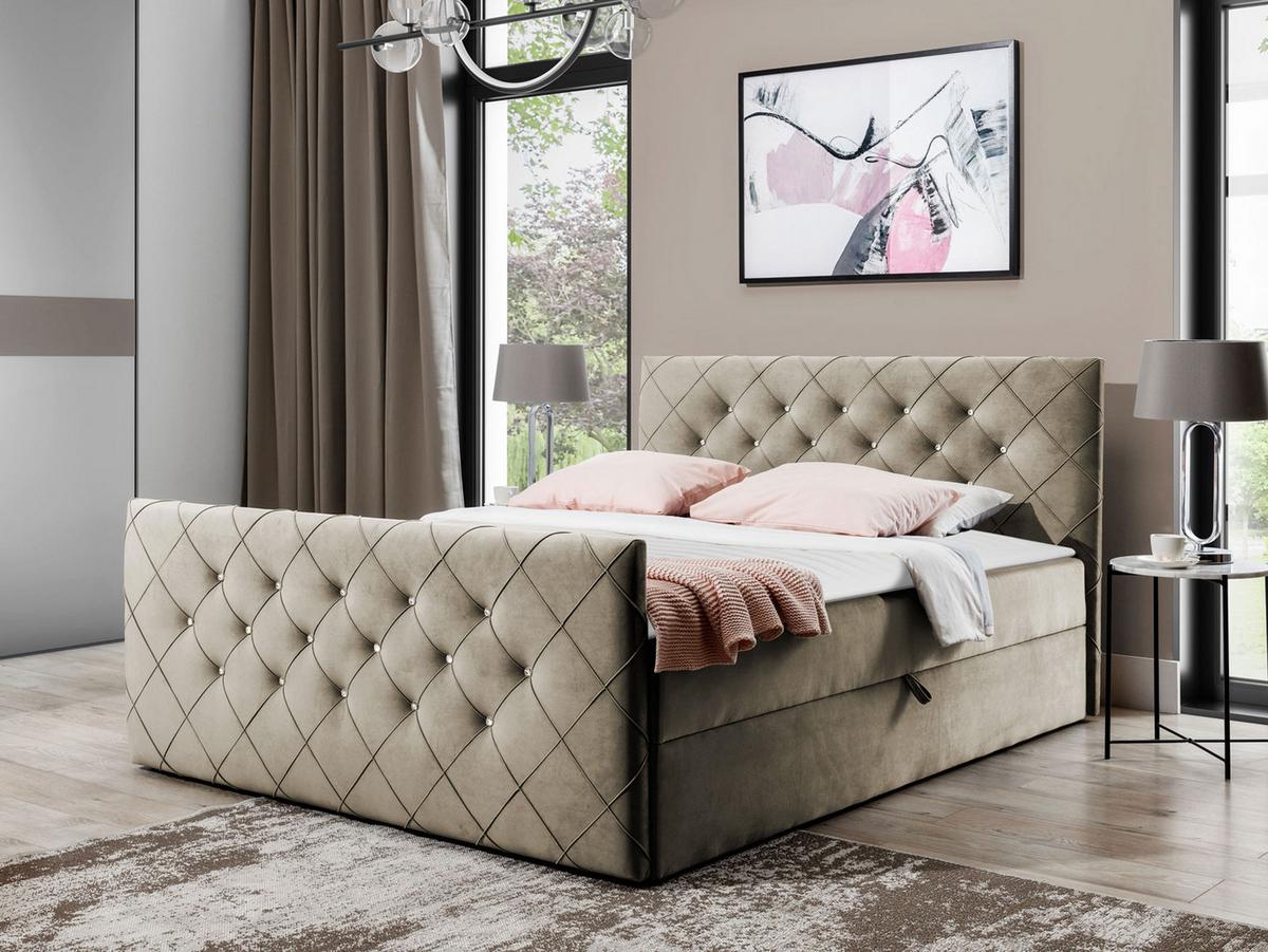 BOXBETT Malaga - H3 - Hellbraun, Holz (160/200cm) - MIRJAN24