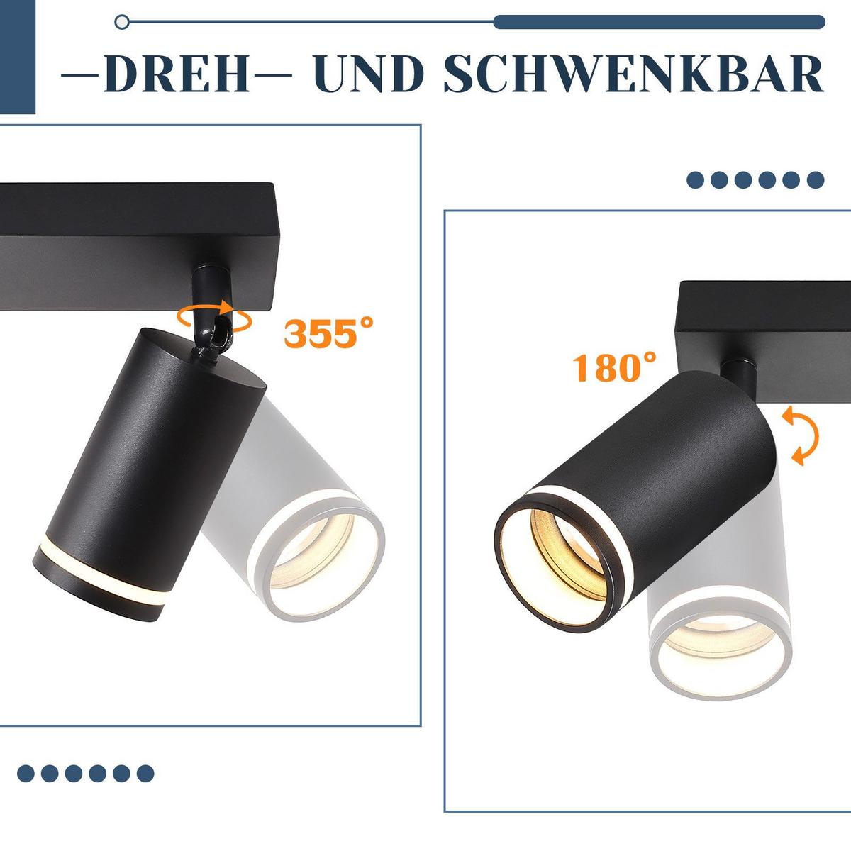 DECKENSTRAHLER Taunus 2-flammig 28.5/5/17 cm - Schwarz, Metall (28.5/5/17cm) - Nettlife
