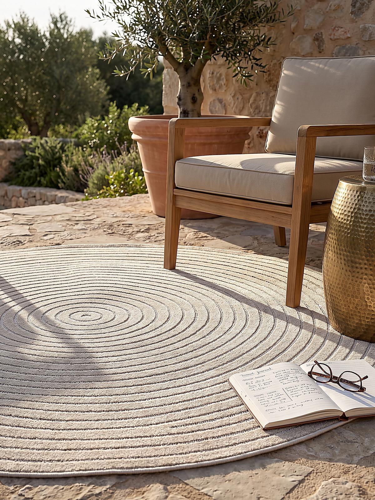 TEPPICH Outdoor Abstrakt MEZEN Polypropylen Beige 160 x 160 cm - Beige, Textil (160/160cm) - KADIMA DESIGN