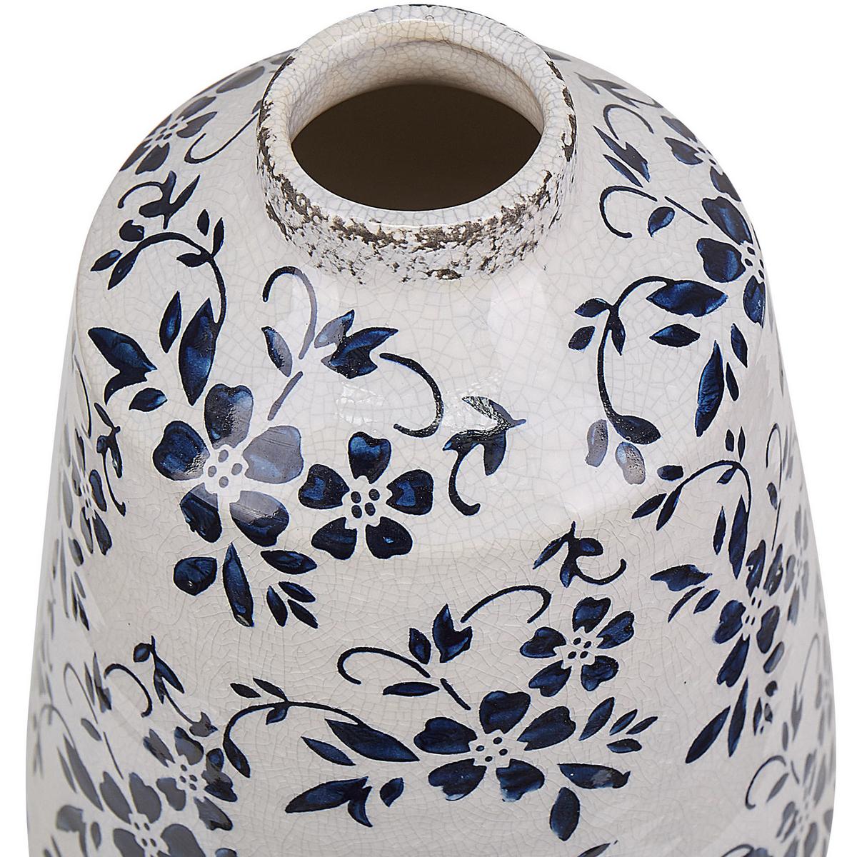 BLUMENVASE Steinzeug weiß Maroneia - Weiß, Stein (25cm) - Beliani