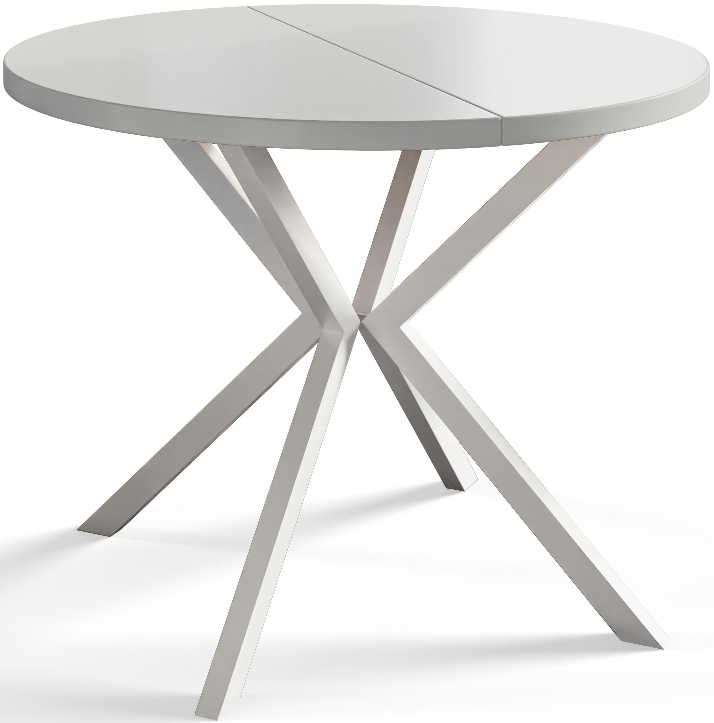 RUNDER Esszimmertisch LOFT LITEN, ausziehbarer Tisch Durchmesser: 90 cm/170 cm, Wohnzimmertisch Farbe: Weiß, mit Metallbeinen in Farbe Weiß - Weiß, Holzwerkstoff (90/90/76cm) - Alpi-Möbel