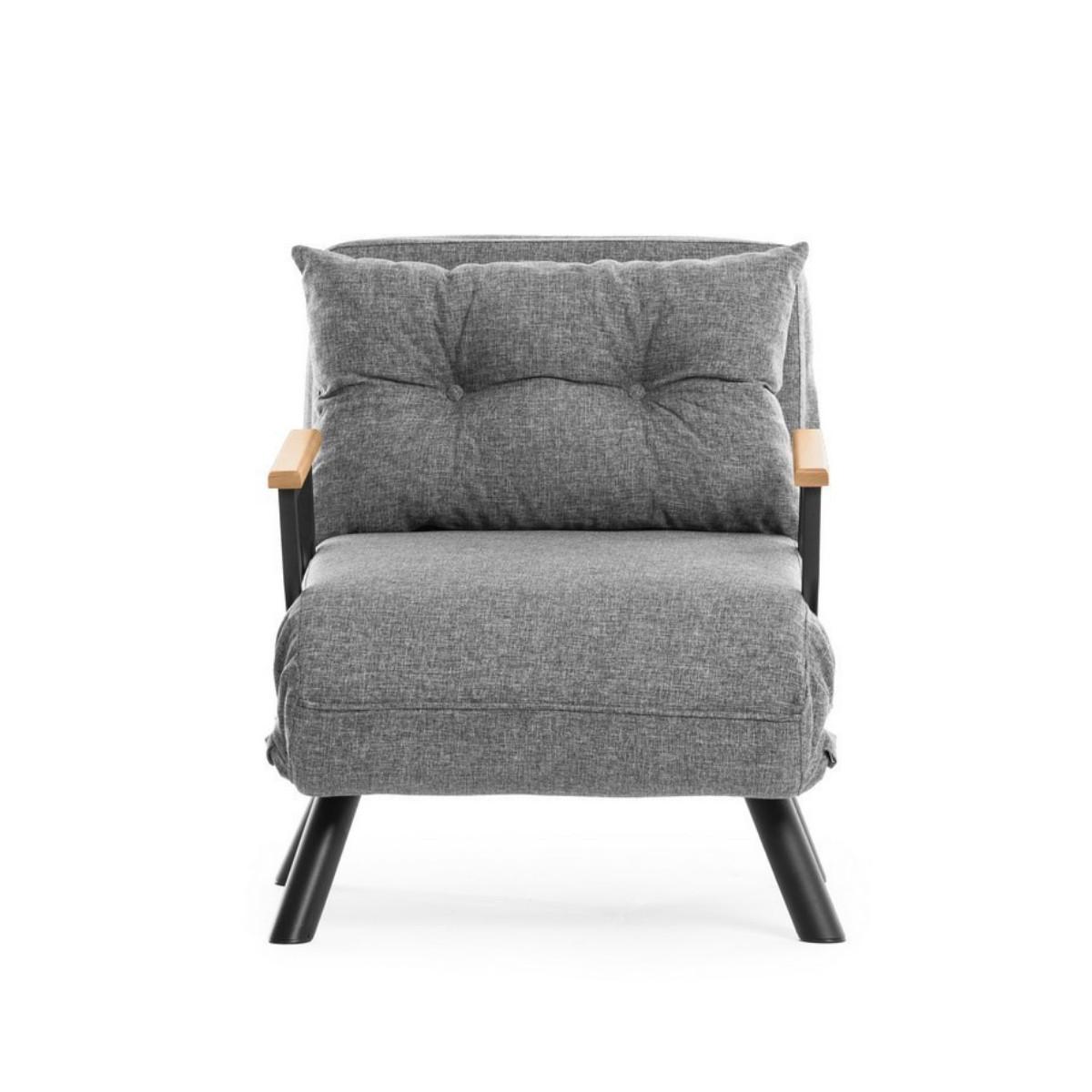 SESSEL mit Stoffbezug und Metallfüßen, umwandelbar 67/50/41 cm - Hellgrau, Metall (50/41/60cm) - Calicosy