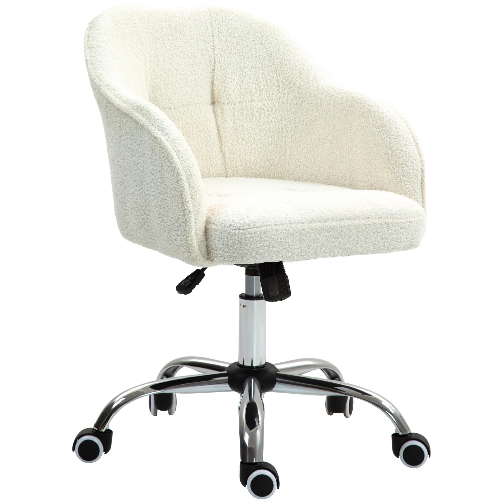 BÜROSTUHL Polyester Kunstleder Cremeweiß - Weiß, Kunststoff (61/86/56cm) - HOMCOM